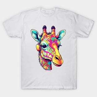 Giraffe in cool Graffiti Print T-Shirt
